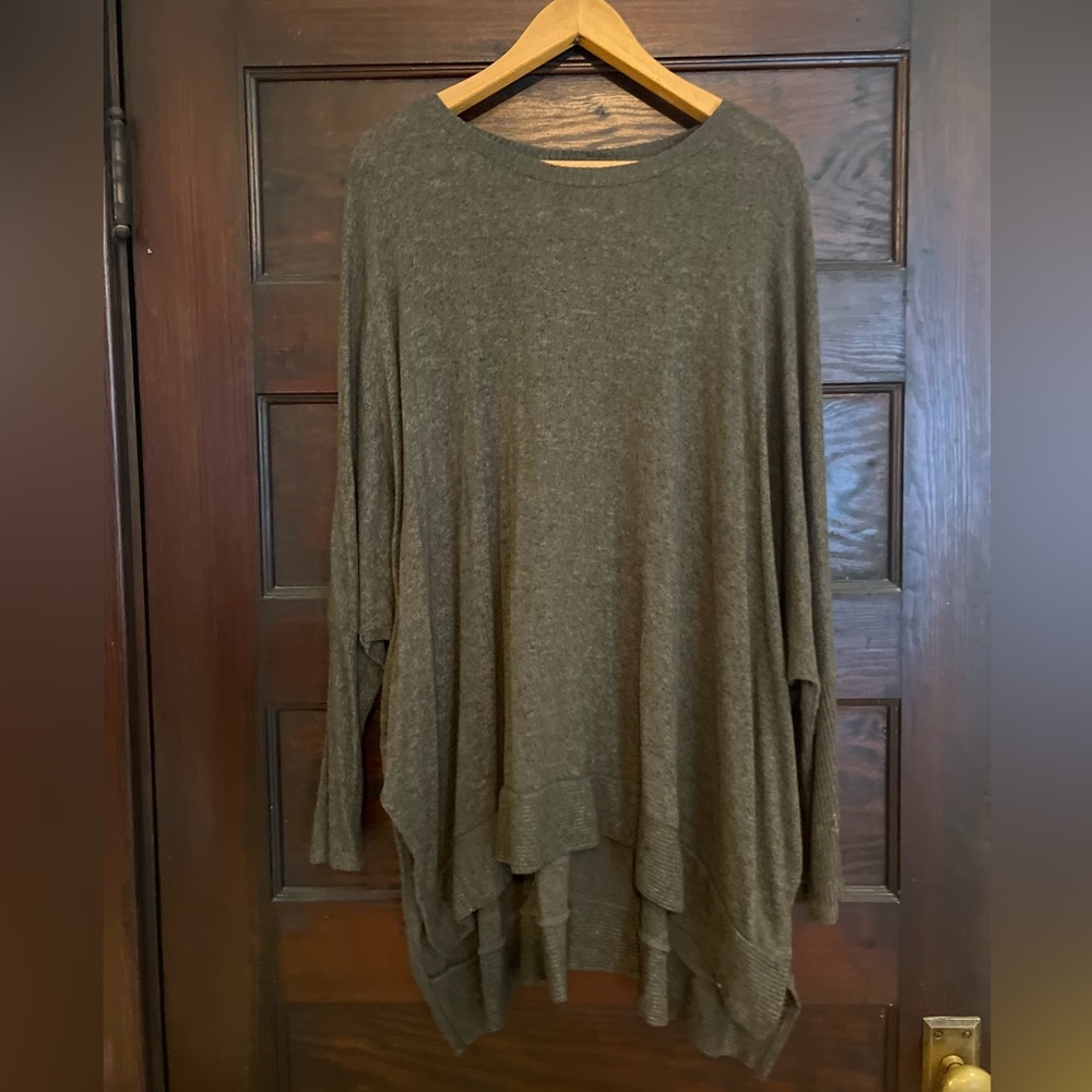 Olive green tunic sweater. One size.